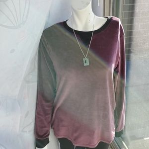 Wine Velvet/Velour Sweatshirt w/Black Accents